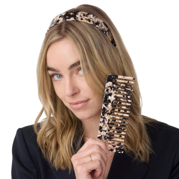 MACHETE Abalone Wide Headband & Comb Set Handcrafted‎ Italian Acetate Gift Ready - Picture 3 of 12